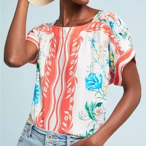 Anthropologie Maeve Romina Scarf Printed Top - M